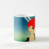 Japanisches Reiseplakat 1930er Art Deco Girl Kaffeetasse (Mittel)