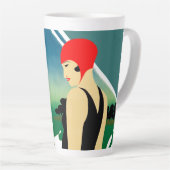 Japanisches Reiseplakat 1930er Art Deco Girl Milchtasse (Rechte Ecke)