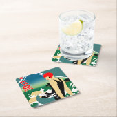 Japanisches Reiseplakat 1930er Art Deco Girl Rechteckiger Pappuntersetzer (Vor Ort)