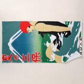 Japanisches Reiseplakat 1930er Art Deco Girl Strandtuch (Vorderseite)