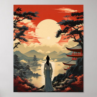 japanisches Reiseplakat im Vintagen Stil Poster