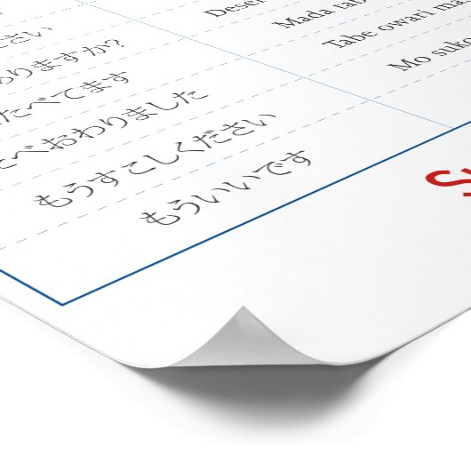 Japanisches Restaurant Chart Poster (Ecke)