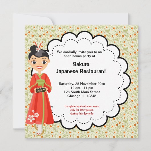 Japanisches Restaurant Grand Opening Einladung (Vorderseite)