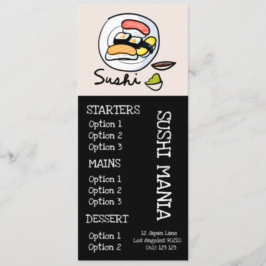 japanisches Restaurant Sushi Menükarte (Vorderseite)