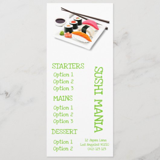 japanisches Restaurant Sushi Menükarte (Vorderseite)