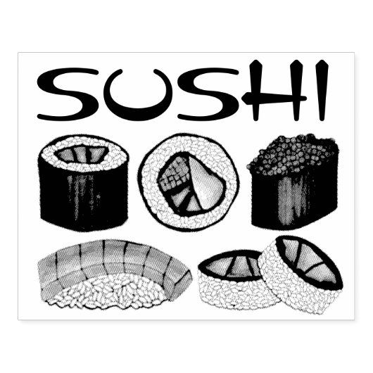 Japanisches Restaurant Sushi Roll Nigiri Tuna Fein Gummistempel (Prägung)