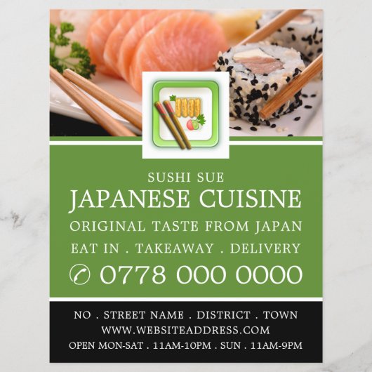 Japanisches Restaurant, Sushi Werbung Flyer (Vorne)