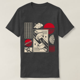 Japanisches Retro-Samurai-Katana-Ästhetik-Muster T-Shirt