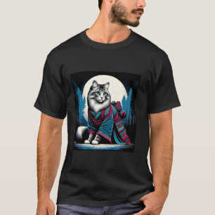 Japanisches Retro-Samurai-Lady-Cat-Warrior-T-Shirt T-Shirt