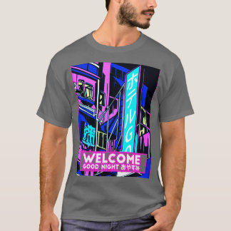 Japanisches Retrowave Outrun City Street Hotel T-Shirt