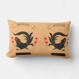 Japanisches Rooster auf Pfirsich Lendenkissen