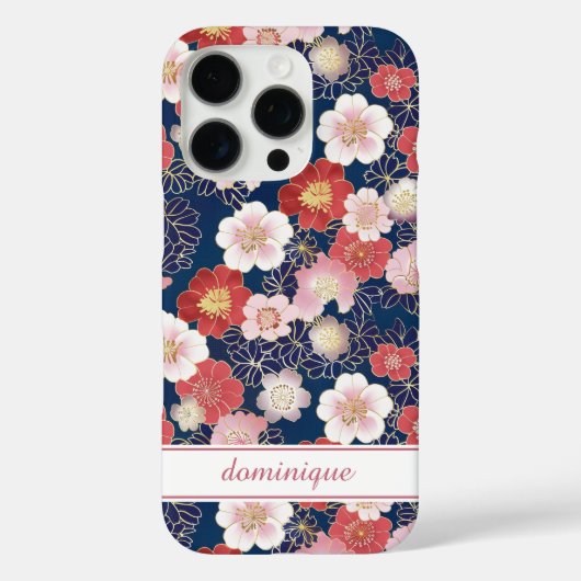 Japanisches rosa Blumenmuster mit Monogramm Case-Mate iPhone Hülle (Rückseite)