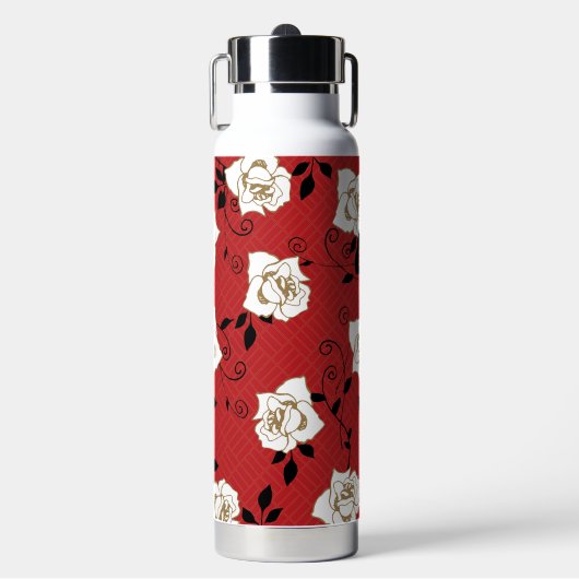 Japanisches Rosenblumendesign Trinkflasche (Vorderseite)