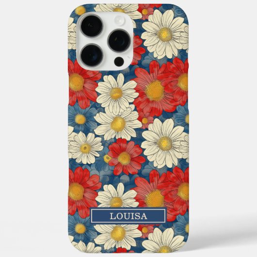 Japanisches rotes Blumenmuster mit Monogramm Case-Mate iPhone Hülle (Rückseite)