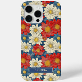 Japanisches rotes Blumenmuster mit Monogramm Case-Mate iPhone Hülle