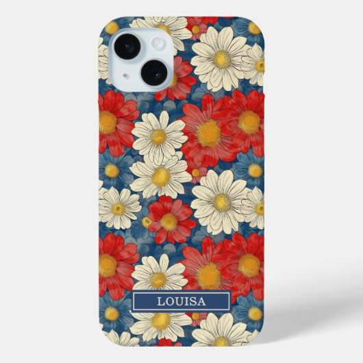 Japanisches rotes Blumenmuster mit Monogramm Case-Mate iPhone Hülle (Rückseite)