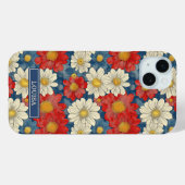 Japanisches rotes Blumenmuster mit Monogramm Case-Mate iPhone Hülle (Rückseite (Horizontal))