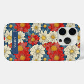 Japanisches rotes Blumenmuster mit Monogramm Case-Mate iPhone Hülle (Rückseite (Horizontal))