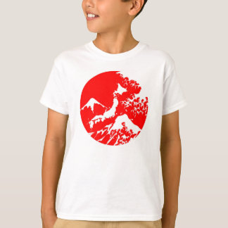Japanisches rotes der Fujisan-Wellendruck Shirt