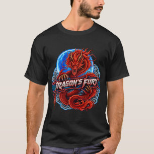 Japanisches rotes Drachen-Grafik-Shirt, Cyberpunk- T-Shirt