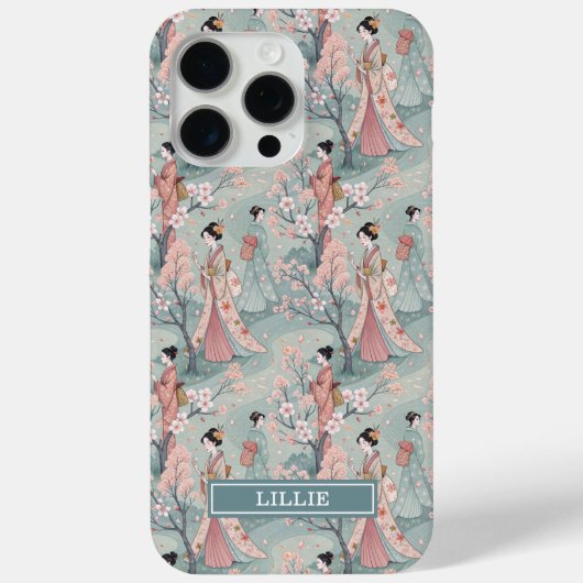 Japanisches Sakura-Geisha-Muster mit Monogramm - Case-Mate iPhone Hülle (Rückseite)