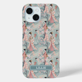 Japanisches Sakura-Geisha-Muster monogrammiert Case-Mate iPhone Hülle