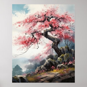 Japanisches Sakura Kirchenbaum Kunstdruckposter Poster