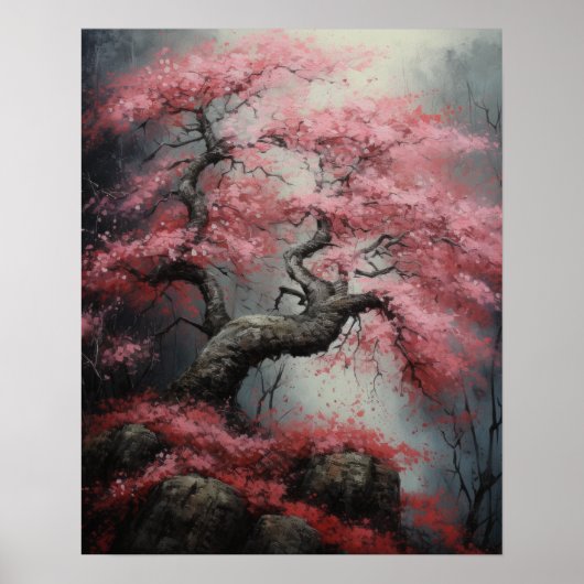 Japanisches Sakura Kirchenbaum Kunstdruckposter Poster (Vorne)