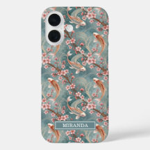 Japanisches Sakura-Koi-Fisch-Muster monogrammiert