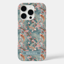 Japanisches Sakura-Koi-Fischmuster mit Monogramm