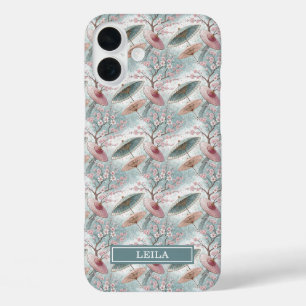 Japanisches Sakura-Schirm-Muster Monogramm iPhone 16 Plus Hülle