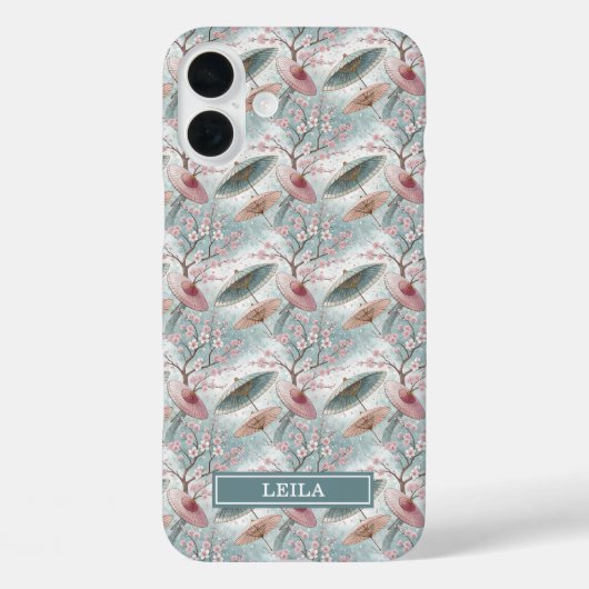 Japanisches Sakura-Schirm-Muster Monogramm Case-Mate iPhone Hülle (Rückseite)