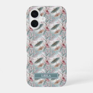 Japanisches Sakura-Schirm-Muster Monogramm iPhone 16 Hülle