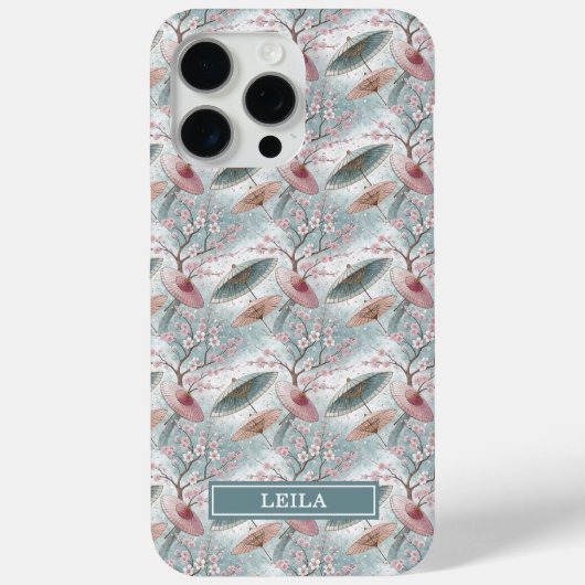 Japanisches Sakura-Schirmmuster mit Monogramm Case-Mate iPhone Hülle (Rückseite)