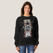 Japanisches Samurai Girl und Vintag Sakura Cherry  Sweatshirt (Vorne ganz)