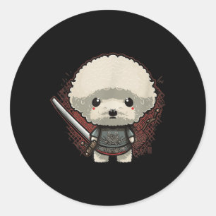 Japanisches Samurai-Hund-Tattoo, Vintage Kawaii Ni Runder Aufkleber