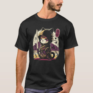 Japanisches Samurai-Katze-Tattoo, Ninja-Katze Frau T-Shirt