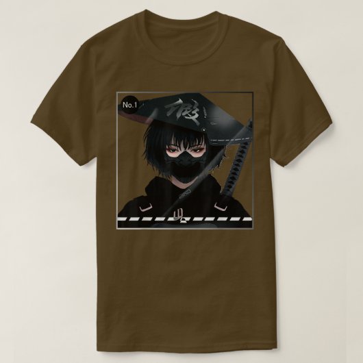 Japanisches Samurai-Mädchen in der schwarzen Ästhe T-Shirt (Design vorne)