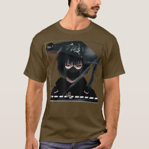 Japanisches Samurai-Mädchen in schwarzer Ästhetik- T-Shirt
