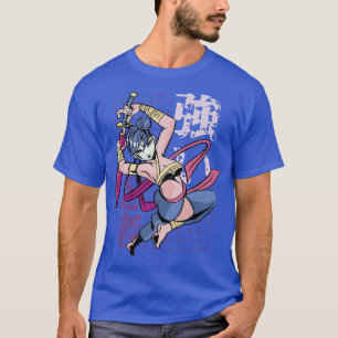 Japanisches Samurai-Mädchen und Vintages Sakura (2 T-Shirt