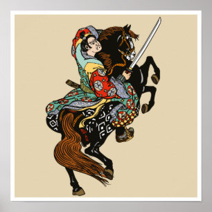 Japanisches Samurai-Pferd Poster