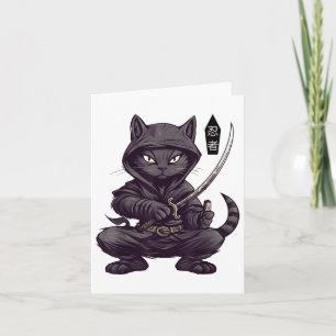 Japanisches Samurai-Schwarze-Katze-Tattoo, Kawaii- Karte
