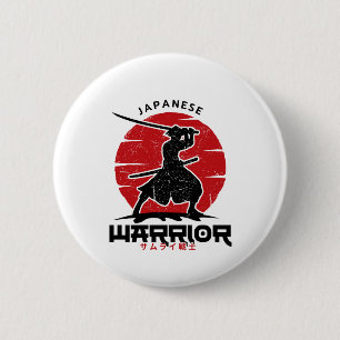 Japanisches Samurai-Silhouette-Kissen Button