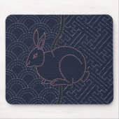 Japanisches Sashiko Kaninchen 2 Mousepad (Vorne)