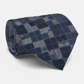 Japanisches Sashiko-Patchwork-Muster Krawatte (Gerollt)