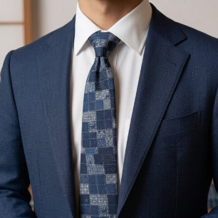 Japanisches Sashiko-Patchwork-Muster Krawatte