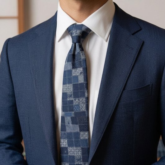 Japanisches Sashiko-Patchwork-Muster Krawatte