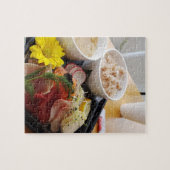 Japanisches Sashimi Mittagessen mit Reis und Suppe Puzzle (Horizontal)