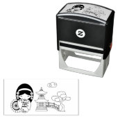 Japanisches SchirmGirl in Kimono Scrapbook Permastempel (Beispiel)