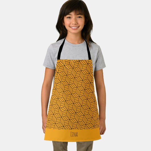 Japanisches Schwarz-Gelb-Minimalmuster Schürze (Insitu)